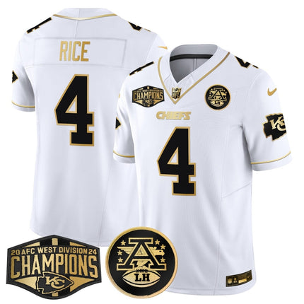 Men's Chiefs 2024 AFC West Division Champions Patch Gold Vapor Limited Jersey - All Stitched KCCHI_KDZ - KINDOZY