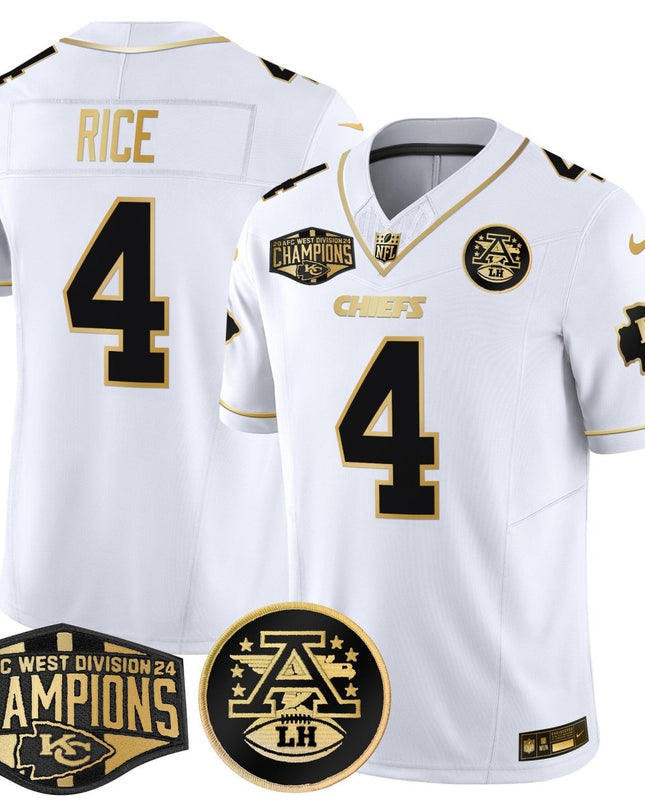 Men's Chiefs 2024 AFC West Division Champions Patch Gold Vapor Limited Jersey - All Stitched KCCHI_KDZ - KINDOZY
