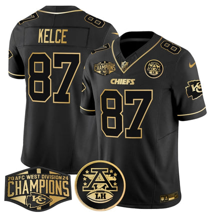 Men's Chiefs 2024 AFC West Division Champions Patch Gold Vapor Limited Jersey - All Stitched KCCHI_KDZ - KINDOZY