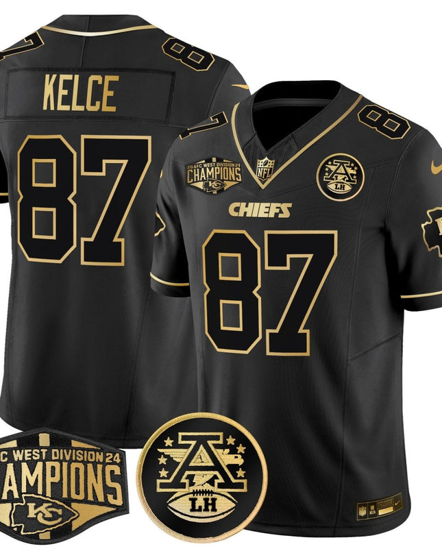 Men's Chiefs 2024 AFC West Division Champions Patch Gold Vapor Limited Jersey - All Stitched KCCHI_KDZ - KINDOZY