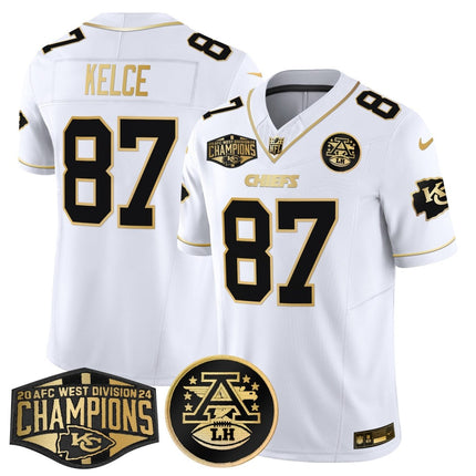 Men's Chiefs 2024 AFC West Division Champions Patch Gold Vapor Limited Jersey - All Stitched KCCHI_KDZ - KINDOZY