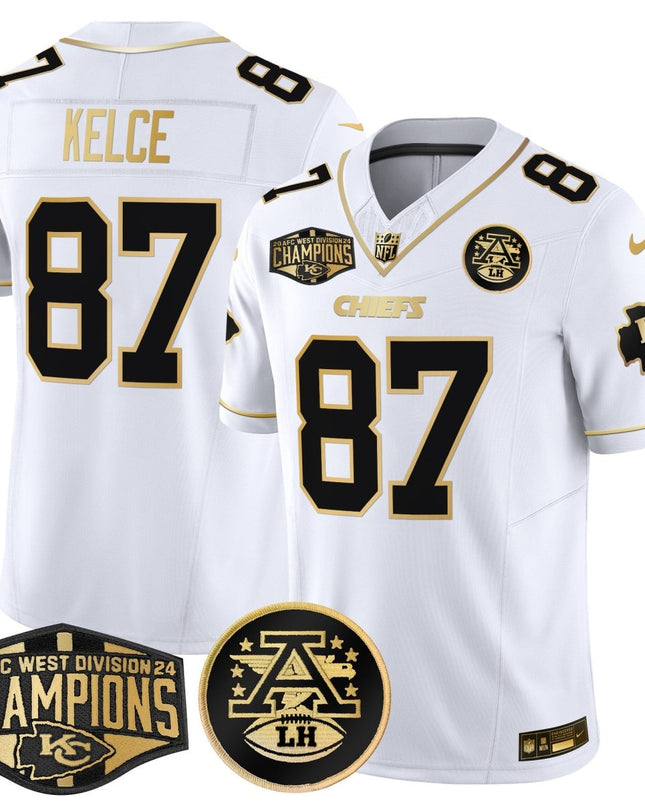 Men's Chiefs 2024 AFC West Division Champions Patch Gold Vapor Limited Jersey - All Stitched KCCHI_KDZ - KINDOZY