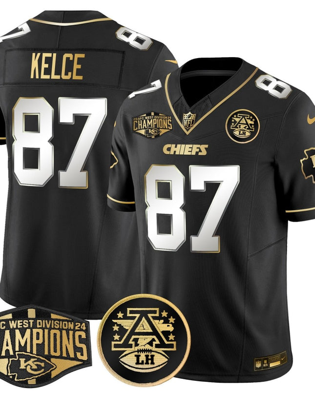 Men's Chiefs 2024 AFC West Division Champions Patch Gold Vapor Limited Jersey - All Stitched KCCHI_KDZ - KINDOZY