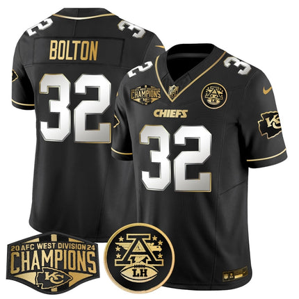 Men's Chiefs 2024 AFC West Division Champions Patch Gold Vapor Limited Jersey - All Stitched KCCHI_KDZ - KINDOZY