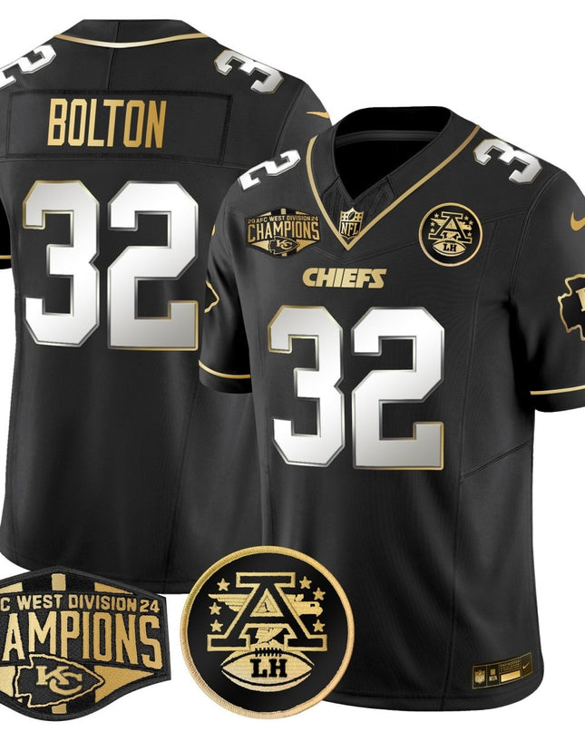 Men's Chiefs 2024 AFC West Division Champions Patch Gold Vapor Limited Jersey - All Stitched KCCHI_KDZ - KINDOZY