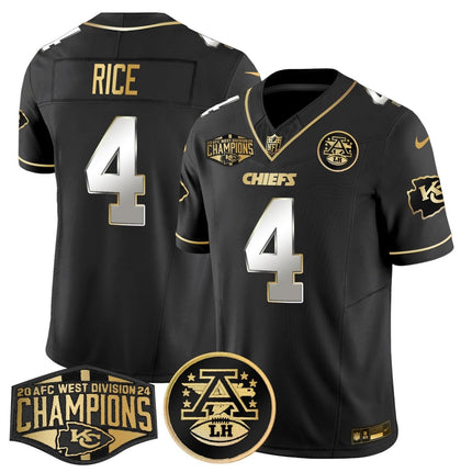 Men's Chiefs 2024 AFC West Division Champions Patch Gold Vapor Limited Jersey - All Stitched KCCHI_KDZ - KINDOZY
