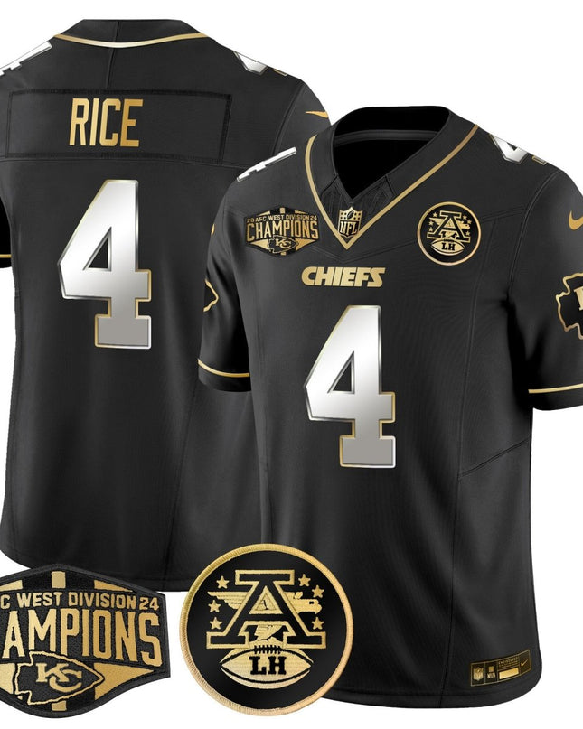 Men's Chiefs 2024 AFC West Division Champions Patch Gold Vapor Limited Jersey - All Stitched KCCHI_KDZ - KINDOZY
