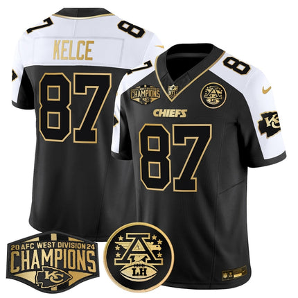 Men's Chiefs 2024 AFC West Division Champions Patch Gold Vapor Limited Jersey - All Stitched KCCHI_KDZ - KINDOZY