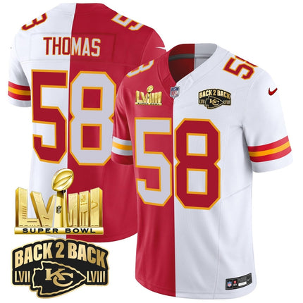 Men's Chiefs Super Bowl LVIII & Back 2 Back Gold Patch Vapor Jersey V2 - All Stitched KCCHI_KDZ - KINDOZY