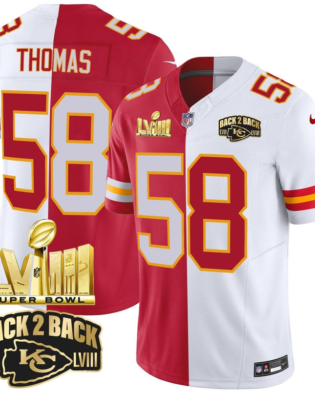 Men's Chiefs Super Bowl LVIII & Back 2 Back Gold Patch Vapor Jersey V2 - All Stitched KCCHI_KDZ - KINDOZY