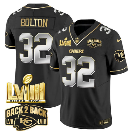 Men's Chiefs Super Bowl LVIII & Back 2 Back Gold Patch Vapor Jersey V2 - All Stitched KCCHI_KDZ - KINDOZY