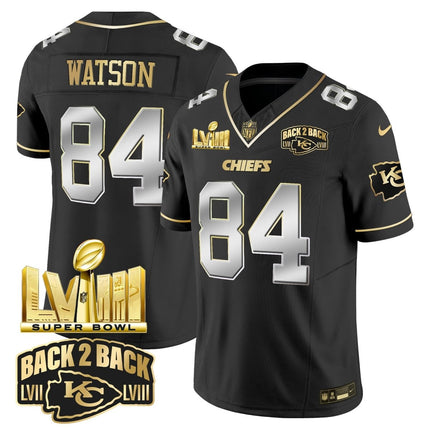 Men's Chiefs Super Bowl LVIII & Back 2 Back Gold Patch Vapor Jersey V2 - All Stitched KCCHI_KDZ - KINDOZY