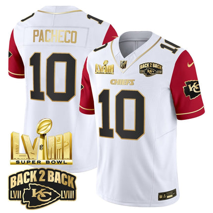 Men's Chiefs Super Bowl LVIII & Back 2 Back Gold Patch Vapor Jersey V2 - All Stitched KCCHI_KDZ - KINDOZY