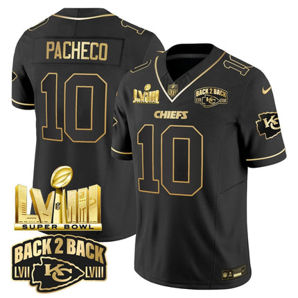 Men's Chiefs Super Bowl LVIII & Back 2 Back Gold Patch Vapor Jersey V2 - All Stitched KCCHI_KDZ - KINDOZY