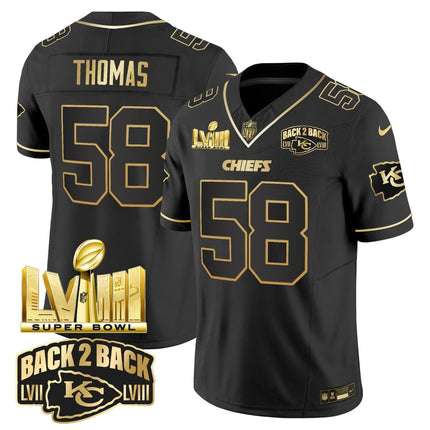 Men's Chiefs Super Bowl LVIII & Back 2 Back Gold Patch Vapor Jersey V2 - All Stitched KCCHI_KDZ - KINDOZY