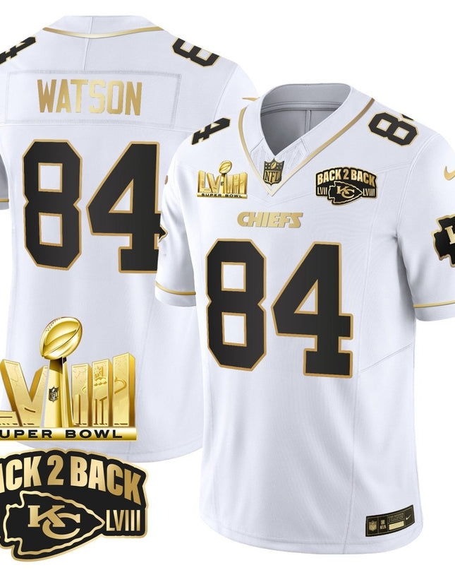 Men's Chiefs Super Bowl LVIII & Back 2 Back Gold Patch Vapor Jersey V2 - All Stitched KCCHI_KDZ - KINDOZY