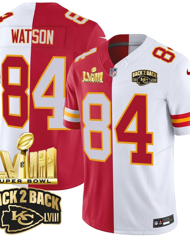 Men's Chiefs Super Bowl LVIII & Back 2 Back Gold Patch Vapor Jersey V2 - All Stitched KCCHI_KDZ - KINDOZY