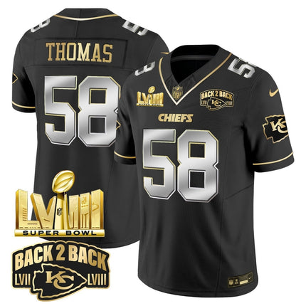 Men's Chiefs Super Bowl LVIII & Back 2 Back Gold Patch Vapor Jersey V2 - All Stitched KCCHI_KDZ - KINDOZY