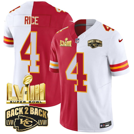 Men's Chiefs Super Bowl LVIII & Back 2 Back Gold Patch Vapor Jersey V2 - All Stitched KCCHI_KDZ - KINDOZY