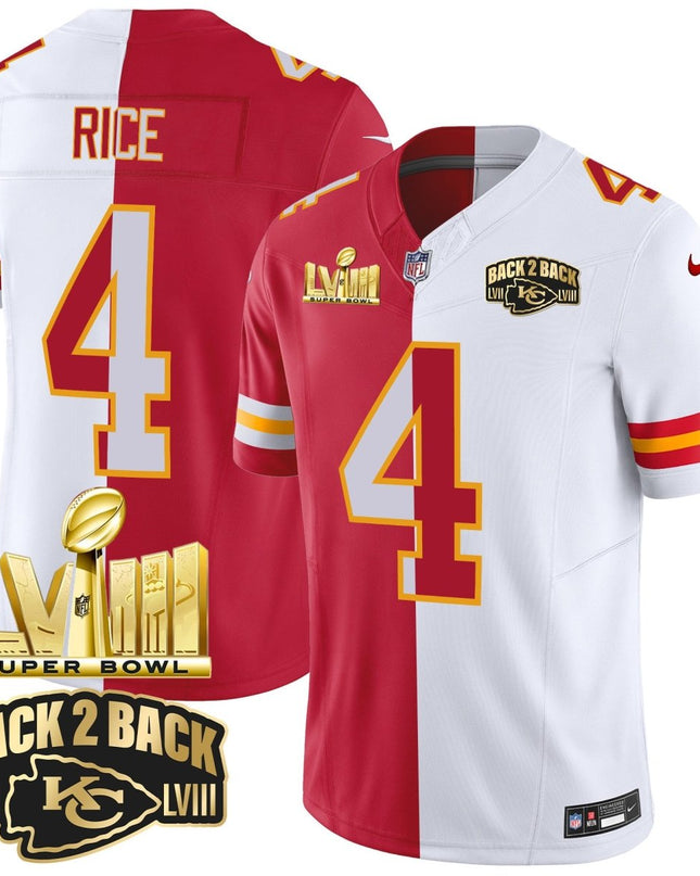 Men's Chiefs Super Bowl LVIII & Back 2 Back Gold Patch Vapor Jersey V2 - All Stitched KCCHI_KDZ - KINDOZY