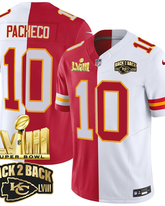 Men's Chiefs Super Bowl LVIII & Back 2 Back Gold Patch Vapor Jersey V2 - All Stitched KCCHI_KDZ - KINDOZY