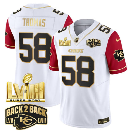 Men's Chiefs Super Bowl LVIII & Back 2 Back Gold Patch Vapor Jersey V2 - All Stitched KCCHI_KDZ - KINDOZY