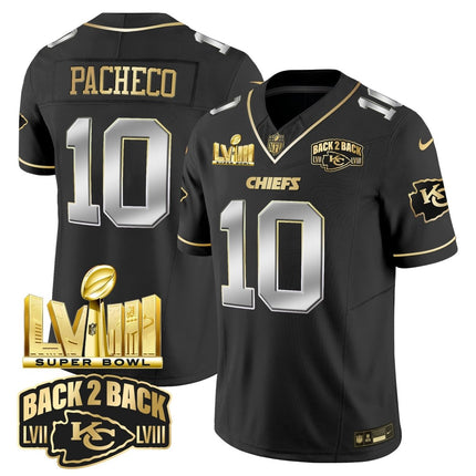 Men's Chiefs Super Bowl LVIII & Back 2 Back Gold Patch Vapor Jersey V2 - All Stitched KCCHI_KDZ - KINDOZY