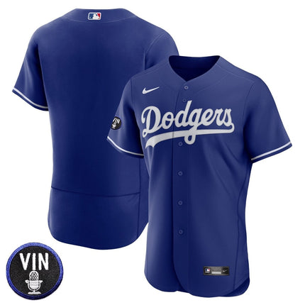 Men's Dodgers Vin Scully Patch Flex Base Jersey - All Stitched - KINDOZY