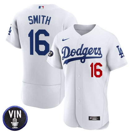 Men's Dodgers Vin Scully Patch Flex Base Jersey - All Stitched - KINDOZY