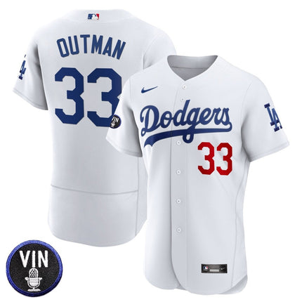 Men's Dodgers Vin Scully Patch Flex Base Jersey - All Stitched - KINDOZY