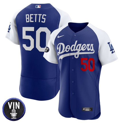 Men's Dodgers Vin Scully Patch Flex Base Jersey - All Stitched - KINDOZY