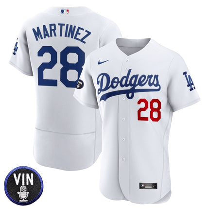Men's Dodgers Vin Scully Patch Flex Base Jersey - All Stitched - KINDOZY
