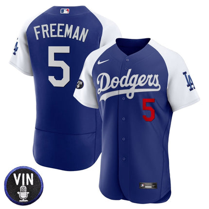 Men's Dodgers Vin Scully Patch Flex Base Jersey - All Stitched - KINDOZY