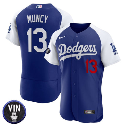 Men's Dodgers Vin Scully Patch Flex Base Jersey - All Stitched - KINDOZY