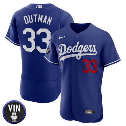 Men's Dodgers Vin Scully Patch Flex Base Jersey - All Stitched - KINDOZY