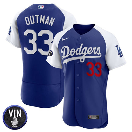 Men's Dodgers Vin Scully Patch Flex Base Jersey - All Stitched - KINDOZY