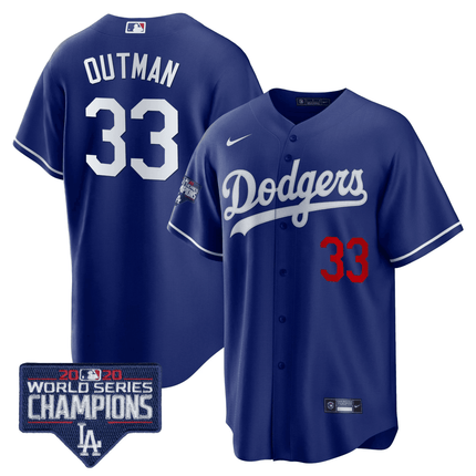 Men's Dodgers World Series Champions Patch Cool Base Jersey - All Stitched - KINDOZY