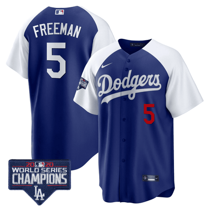 Men's Dodgers World Series Champions Patch Cool Base Jersey - All Stitched - KINDOZY