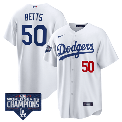 Men's Dodgers World Series Champions Patch Cool Base Jersey - All Stitched - KINDOZY