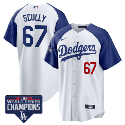 Men's Dodgers World Series Champions Patch Cool Base Jersey - All Stitched - KINDOZY