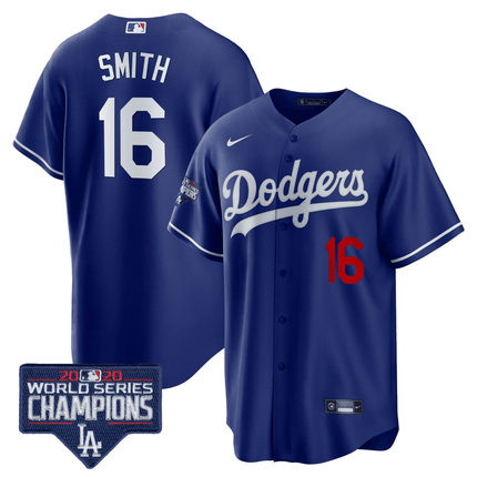 Men's Dodgers World Series Champions Patch Cool Base Jersey - All Stitched - KINDOZY