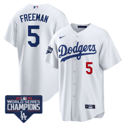 Men's Dodgers World Series Champions Patch Cool Base Jersey - All Stitched - KINDOZY