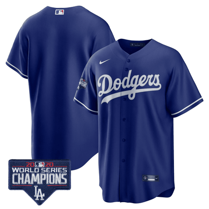 Men's Dodgers World Series Champions Patch Cool Base Jersey - All Stitched - KINDOZY