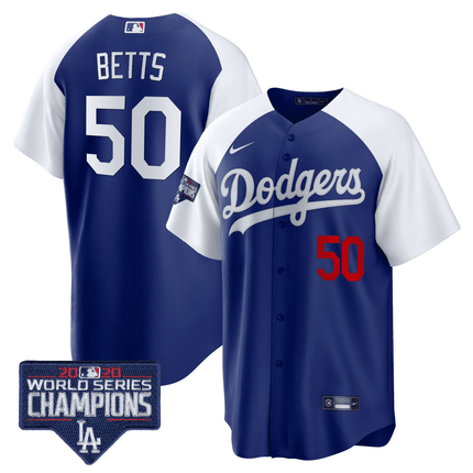 Men's Dodgers World Series Champions Patch Cool Base Jersey - All Stitched - KINDOZY