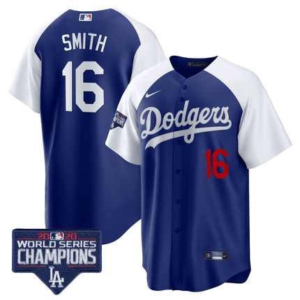 Men's Dodgers World Series Champions Patch Cool Base Jersey - All Stitched - KINDOZY