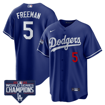 Men's Dodgers World Series Champions Patch Cool Base Jersey - All Stitched - KINDOZY