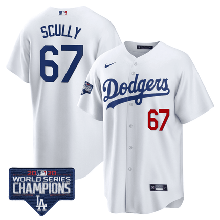 Men's Dodgers World Series Champions Patch Cool Base Jersey - All Stitched - KINDOZY