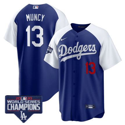 Men's Dodgers World Series Champions Patch Cool Base Jersey - All Stitched - KINDOZY