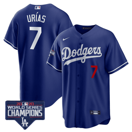Men's Dodgers World Series Champions Patch Cool Base Jersey - All Stitched - KINDOZY
