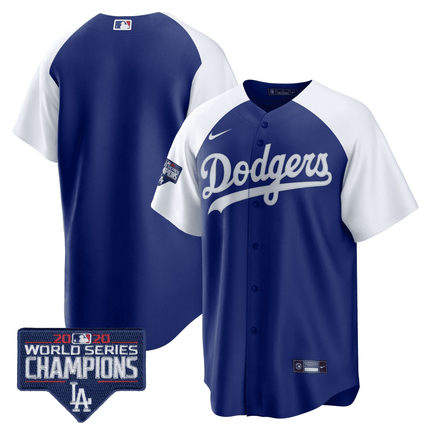 Men's Dodgers World Series Champions Patch Cool Base Jersey - All Stitched - KINDOZY